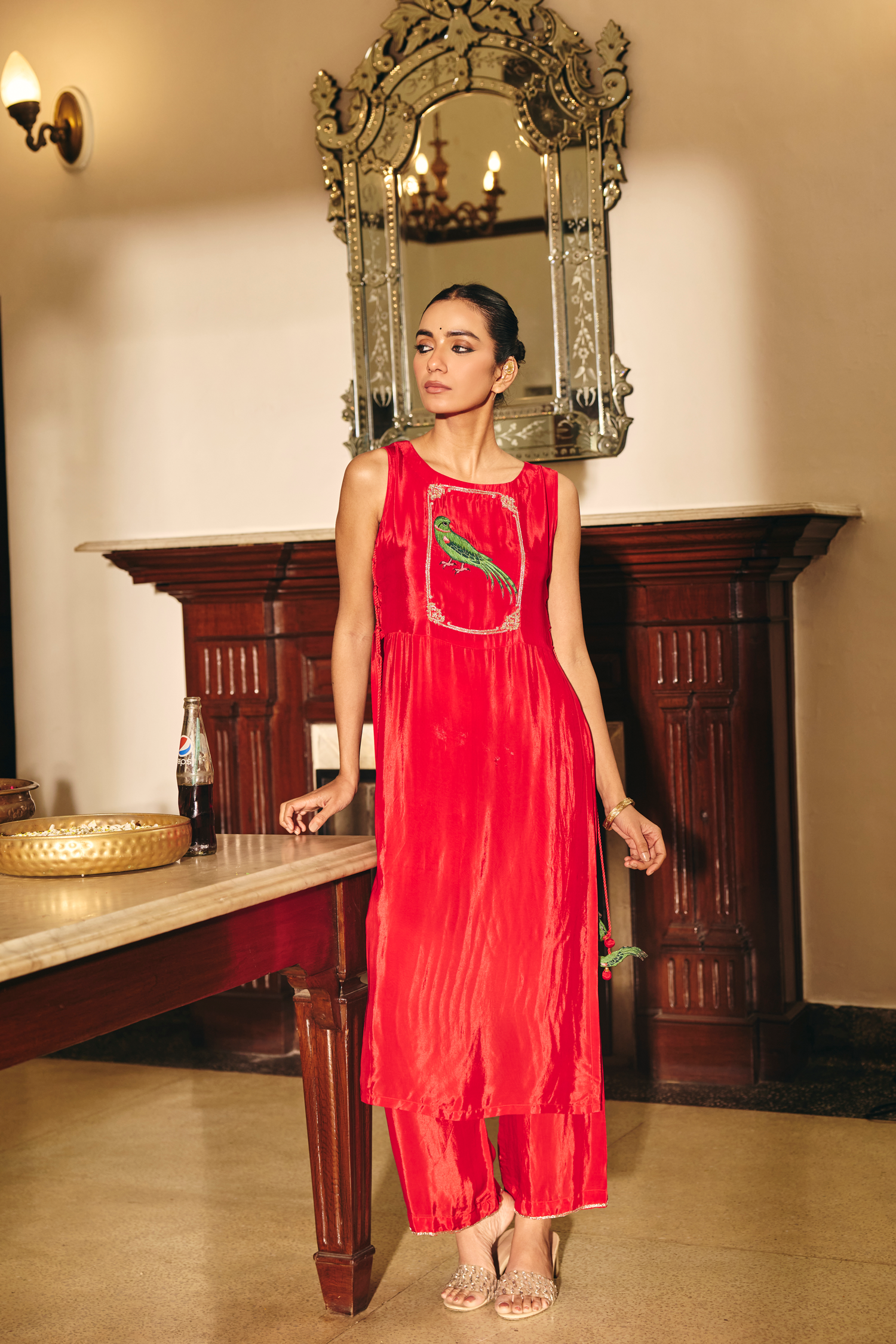 Tiya Crimson Embroidered Co-ord Set