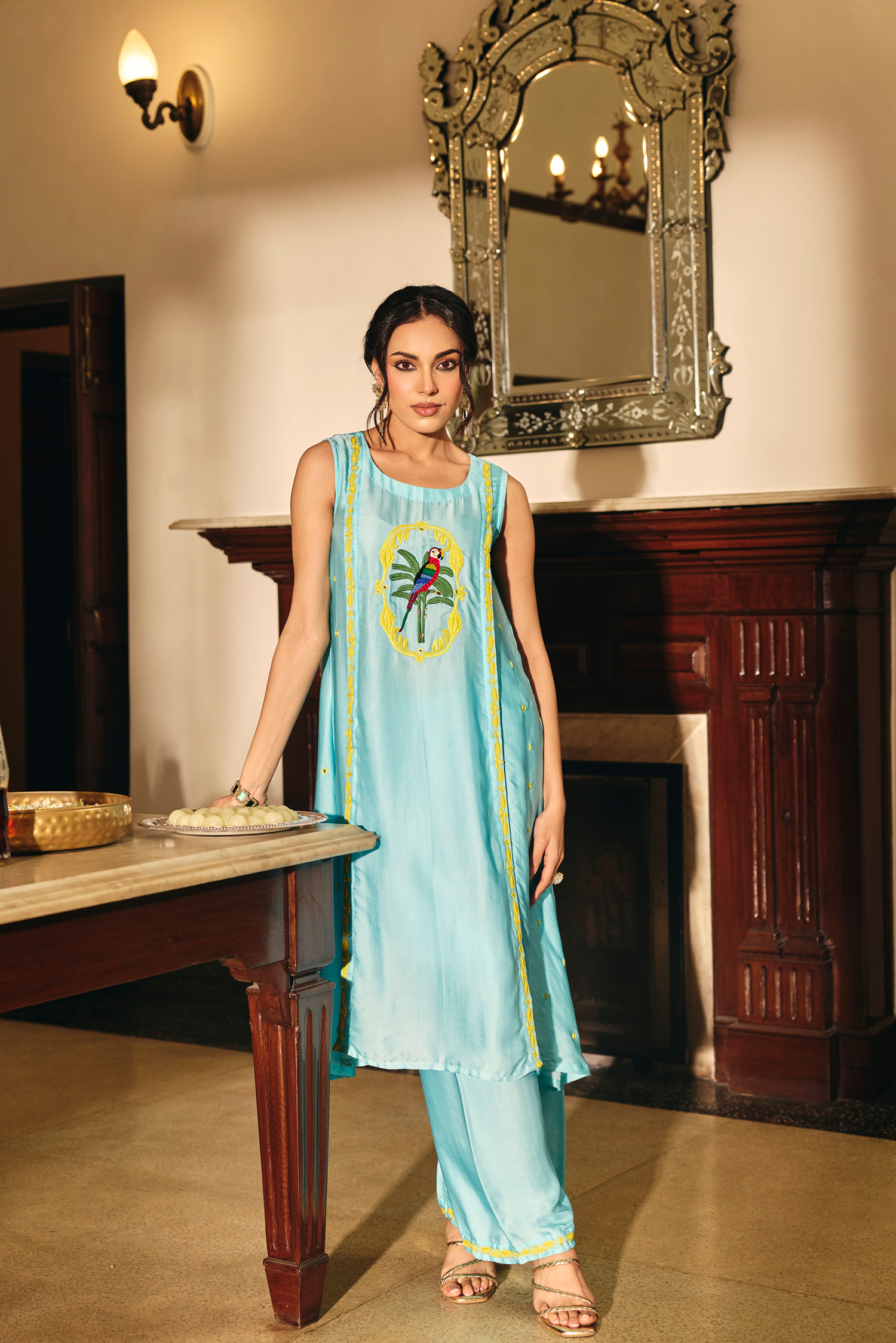 Tiya Sky Embroidered Co-ord Set